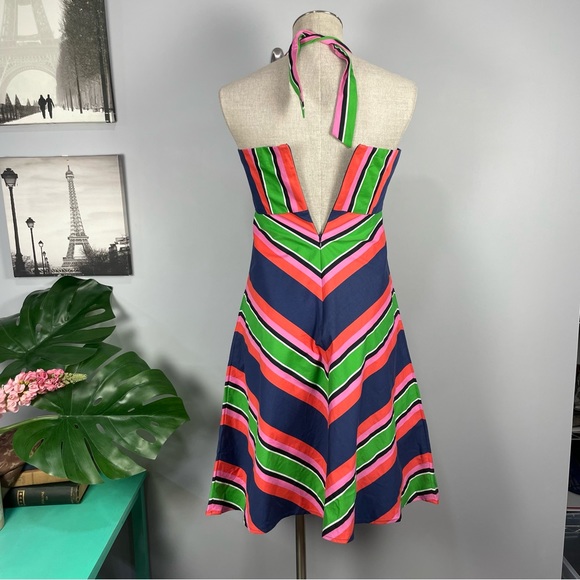 Trina Turk Rhiannon striped multicolored halter dress Sz 2 - Picture 8 of 12